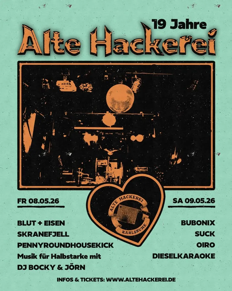 szene-Radar - ALTE HACKEREI JAHRESFEST: Blut + Eisen, Skranefjell & pennyroundhousekick, Alte Hackerei  in Karlsruhe