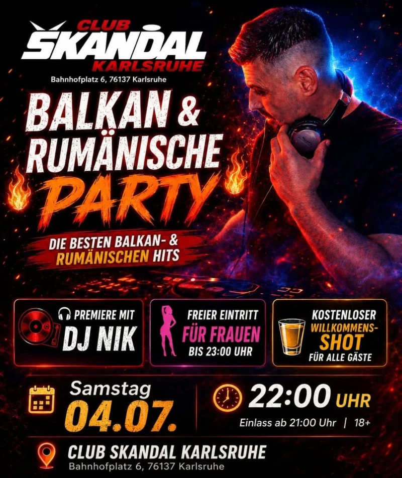 szene-Radar - Balkan & Rumanische Party, Club Skandal  in Karlsruhe