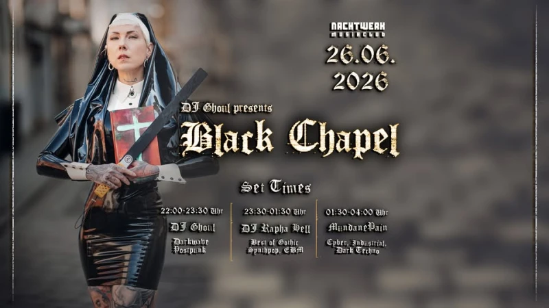 szene-Radar - Black Chapel Juni - mit Rapha Hell, Nachtwerk  in Karlsruhe