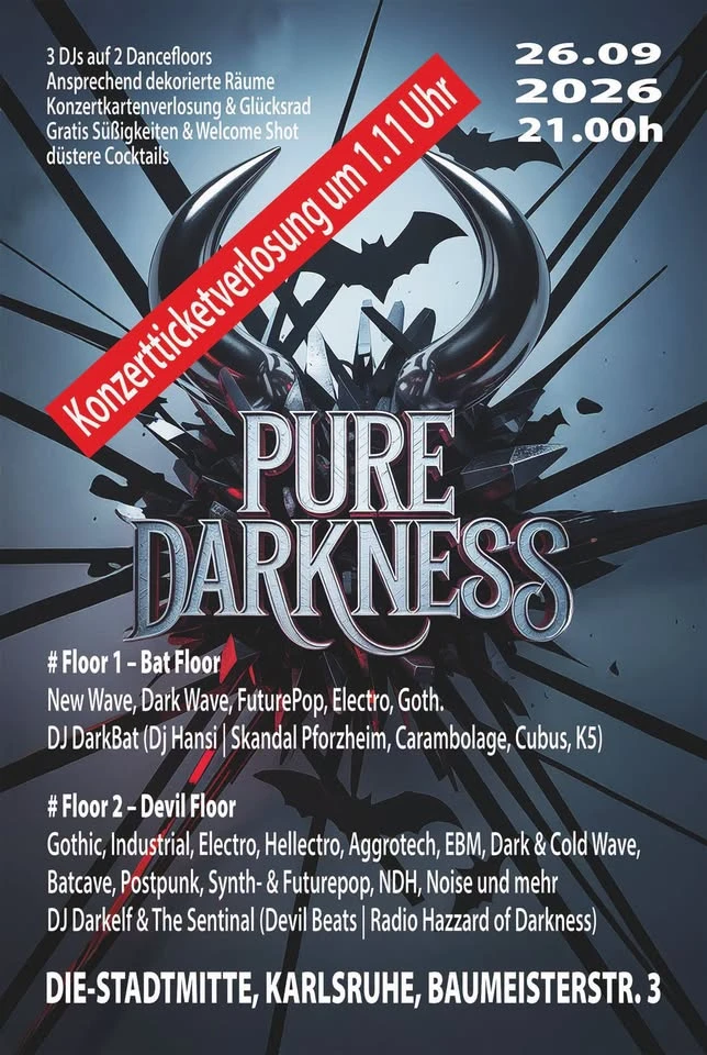 szene-Radar - Pure Darkness - Die Gothic-Wave-Dark-Elektro-Nacht, Die Stadtmitte  in Karlsruhe